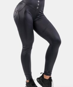 Штани HIGH WAIST GLOSSY LOOK BUBBLE BUTT PANTS VOLCANIC BLACK 586