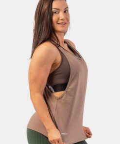Майка Sleeveless Loose Cross Back Tank Top "Feeling Good" Brown 419