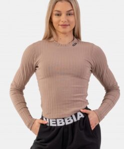 ТОП ORGANIC COTTON RIBBED LONG SLEEVE TOP BROWN 415