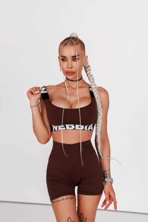 Шорти Nebbia High waisted leggings shorts 9″ FIT&SMART Dark Brown 575 - Зображення 2