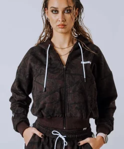 Худі на блискавці з капюшоном NEBBIA POWER 895 Темно-коричневий камуфляж